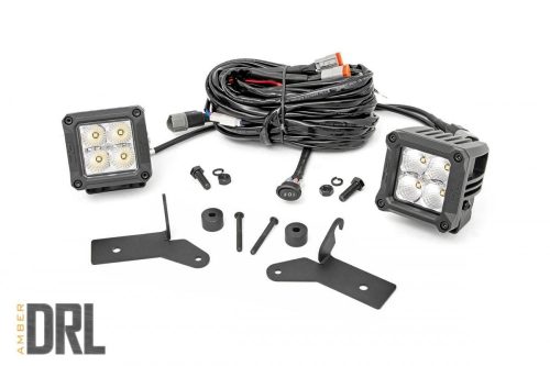 2" szögletes CREE LED munkalámpa pár króm széria hideg borostyán fénnyel DRL Rough Country - Jeep Wrangler JL