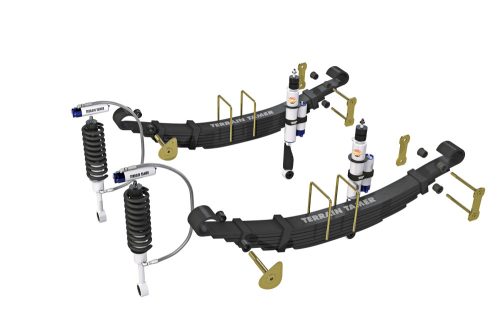 Terrain Tamer felfüggesztés készlet PRO lengéscsillapítókkal emelés +40mm +50kg terhelésig elöl +150kg terhelésig hátul terhelésig Nissan Navara D40 V6 benzin|2.5 Dieselhez 2005-> szintszabályzás nélküli modellek