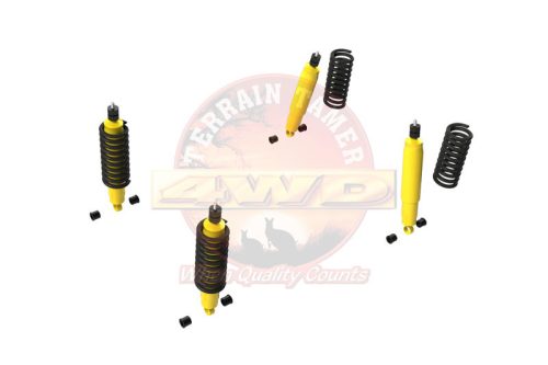 Terrain Tamer felfüggesztés készlet emelés +40mm erősített +50-100kg terhelésig elöl +100-200kg terhelésig hátul Suzuki Jimny SN413|JB33|43|48 1998-> szintszabályzás nélküli modellek