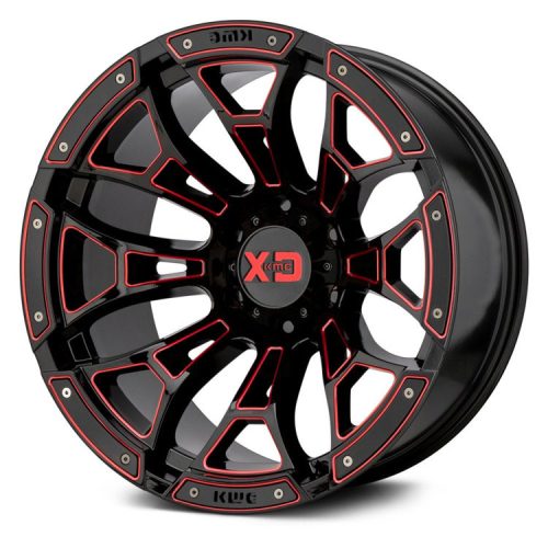 Alumínium felni 20x10 ET-18 6x139,7 XD841 Boneyard Gloss Black Milled With Red Tint XD Series